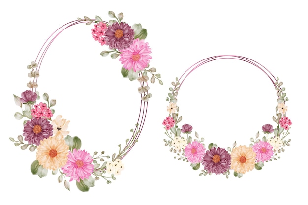 Free vector romantic circular rose flower wreath isolated clipart