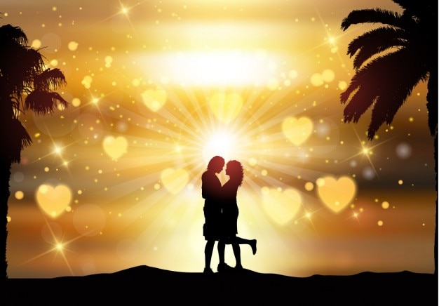 Free vector romantic couple backlit background