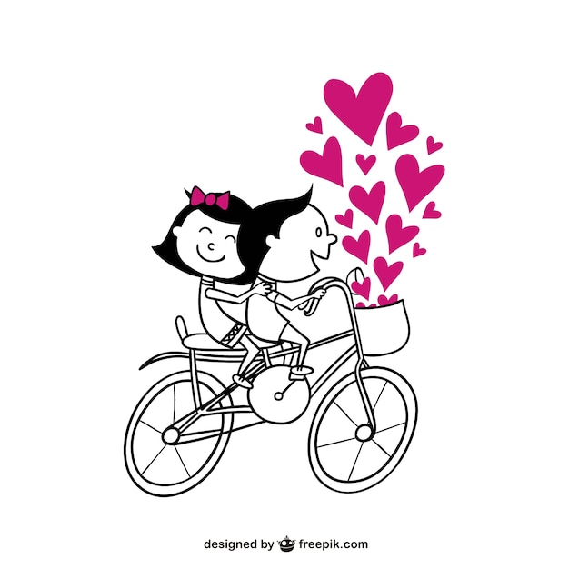 Vettore gratuito coppie romantiche sulla bici