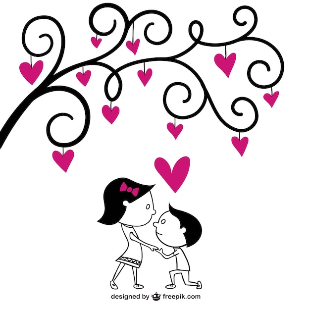 Free vector romantic couple drawing