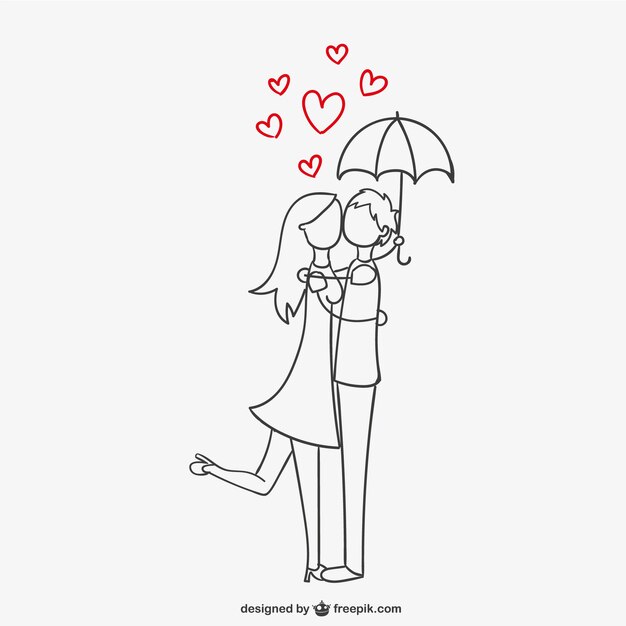 우산 아래 로맨틱 커플