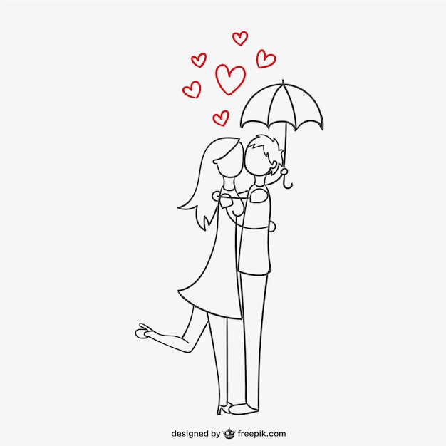 Романтическая пара под зонтиком