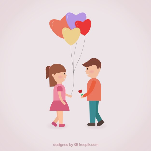 Romantic couple with balloons