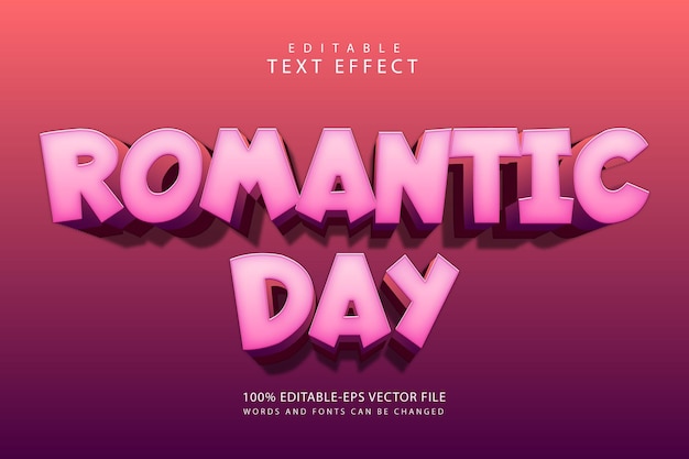 Romantic day editable text effect 3 dimension emboss modern style