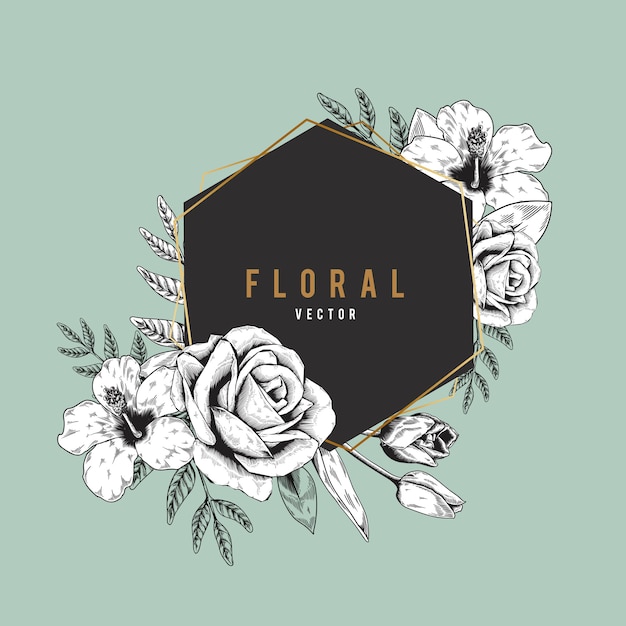 Free Romantic Floral Badge Vector Template – Download Now!
