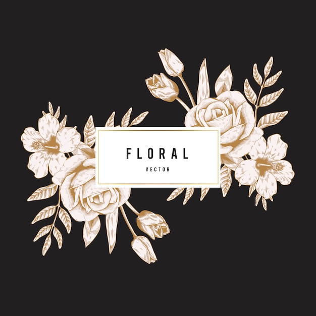 Free vector romantic floral badge