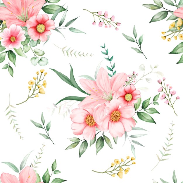 로맨틱 꽃 수채화 원활한 패턴 디자인