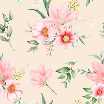 Romantic floral watercolor seamless pattern design