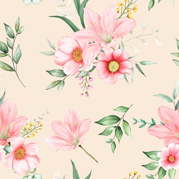 romantic floral watercolor seamless pattern design