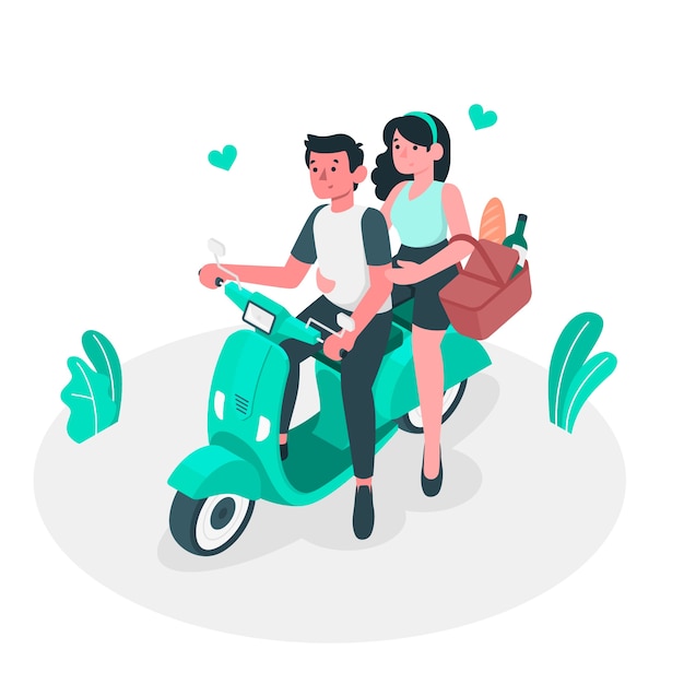 Romantic getaway illustration concept