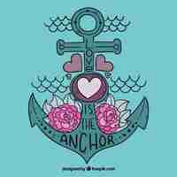 Free vector romantic hand drawn anchor background