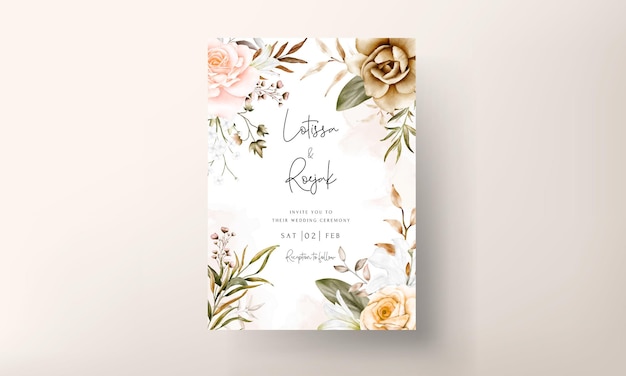 Free vector romantic hand drawn floral wedding invitation card