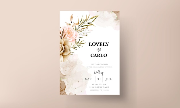 Free vector romantic hand drawn floral wedding invitation card