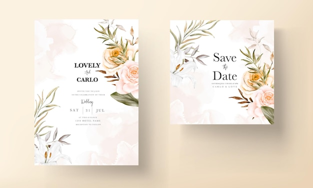 Free vector romantic hand drawn floral wedding invitation card