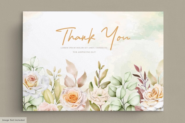 ロマンチックな手描きの花の結婚式ありがとうカード