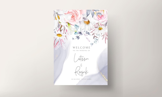 Free vector romantic hand drawn watercolor floral invitation card template