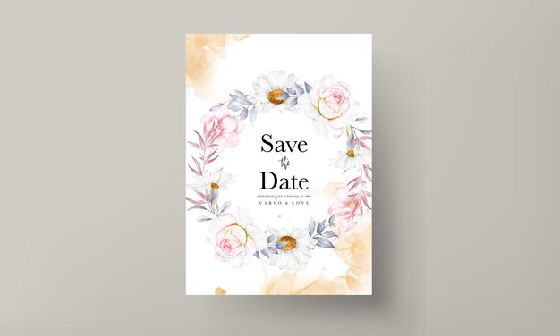 romantic hand drawn watercolor floral invitation card template