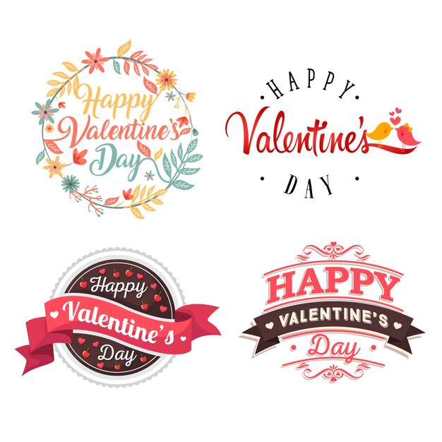 Romantic Happy Valentine Card Element Illustration Set