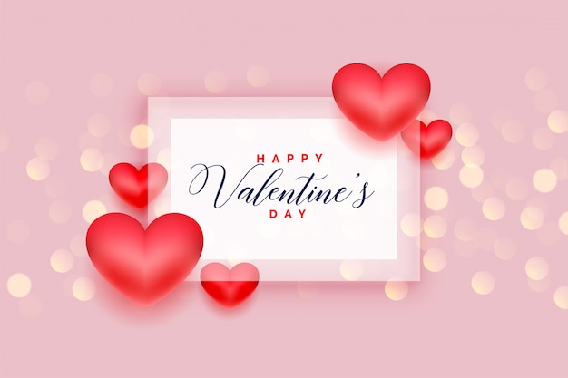 ロマンチックな幸せなバレンタインデーの愛の心グリーティングカード