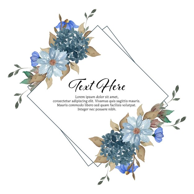Romantic Indigo Blue Rustic Floral Frame