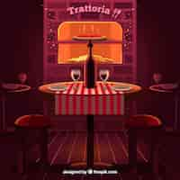 Free vector romantic italian restaurant with flat design