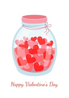心とロマンチックな瓶バレンタインデーの瓶のベクトル図
