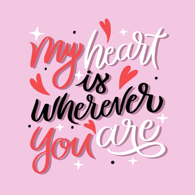 Free vector romantic lettering for valentines day