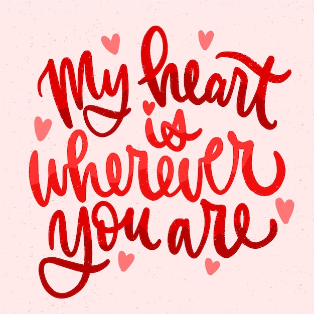 Free vector romantic lettering with hearts