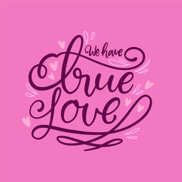 Free vector romantic lettering with hearts