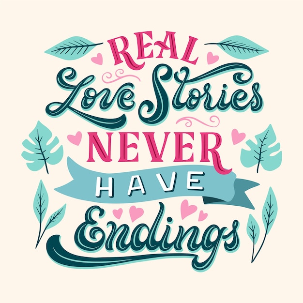 Romantic love lettering