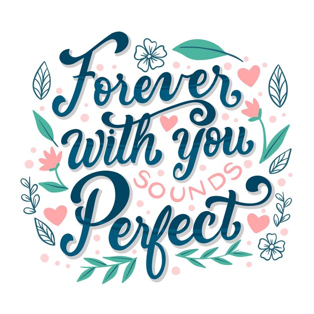 Romantic love lettering