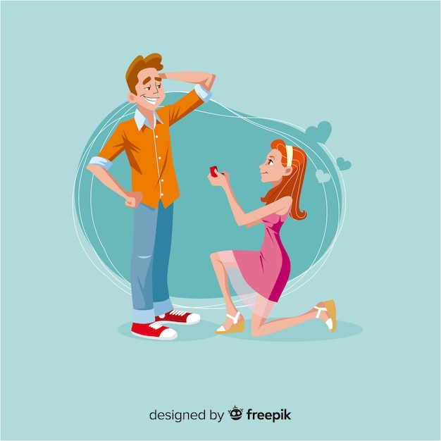 Free vector romantic marriage proposal concept