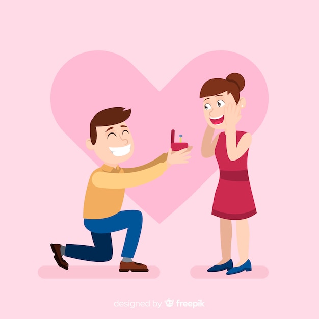 Free vector romantic marriage proposal concept