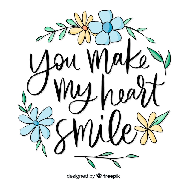 Free vector romantic message with flowers: you make my heart smile