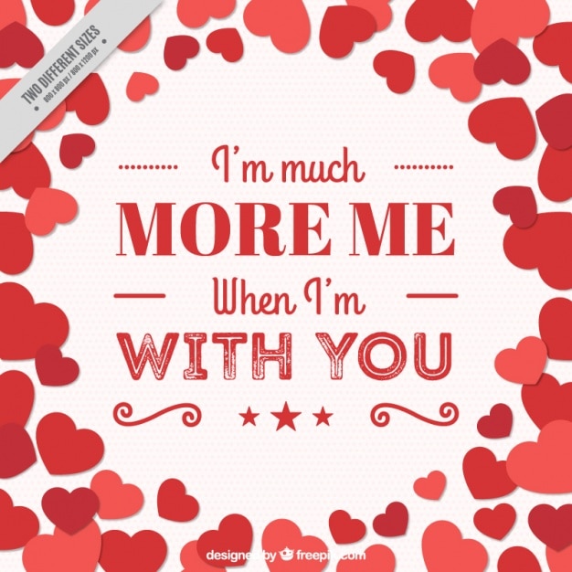 Free vector romantic message with hearts