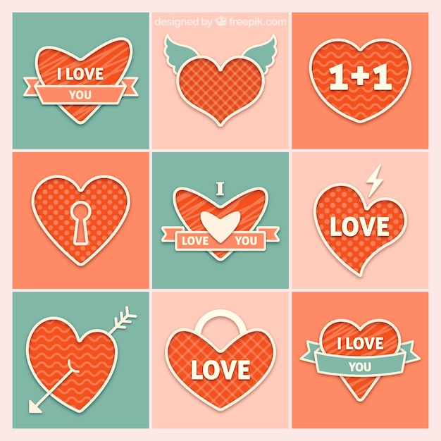 Free vector romantic orange hearts collection