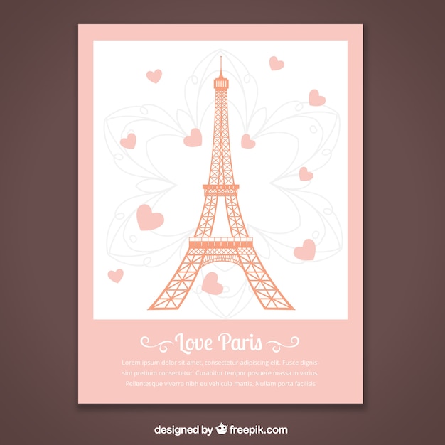 Vettore gratuito scheda romantica parigi