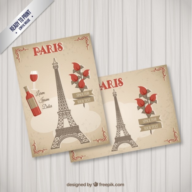 Free vector romantic paris postcards