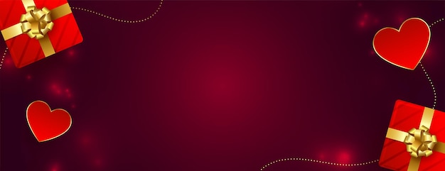 romantic red shiny valentines day banner with text space