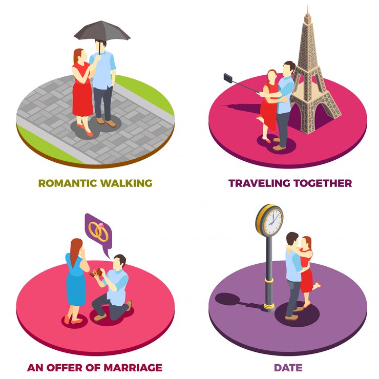 Free Vector romantic relationship 2x2 design concept 