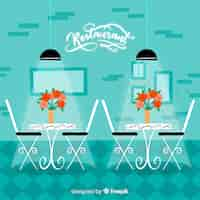 Free vector romantic restaurant interior with flat design