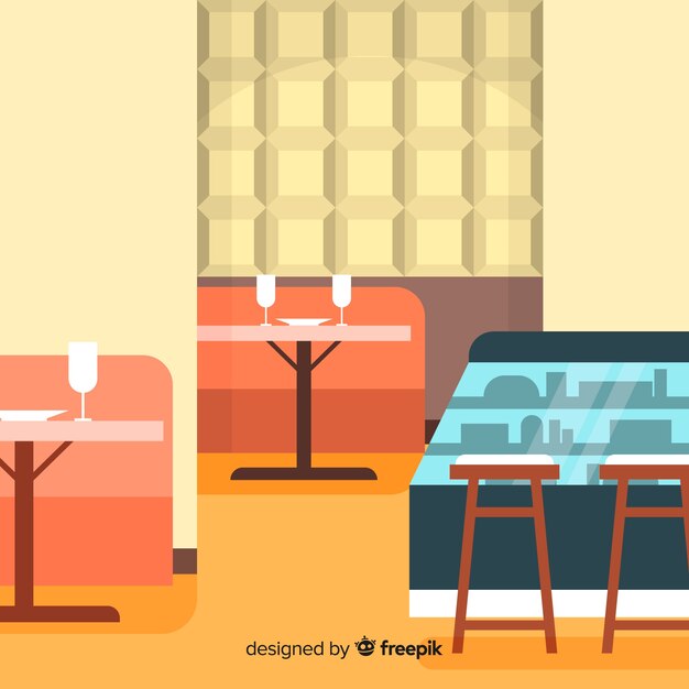 Free vector romantic restaurant interior with flat design