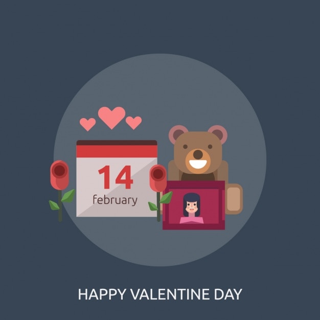 Free vector romantic scene with a teddy bear