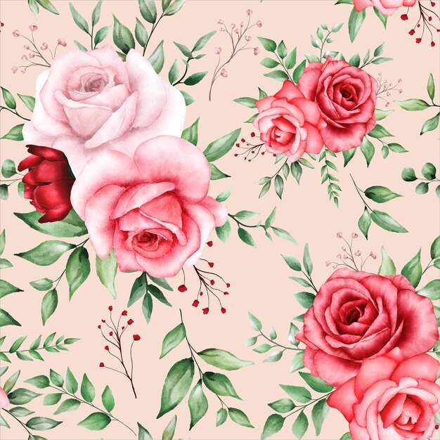 Romantic seamless pattern with maroon flower