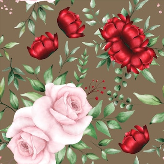 Romantic seamless pattern with maroon flower