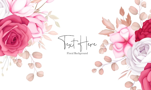 Free vector romantic sweet maroon floral background design