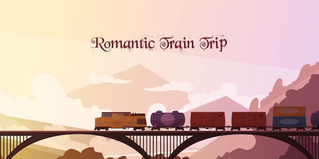 Free vector romantic train trip background