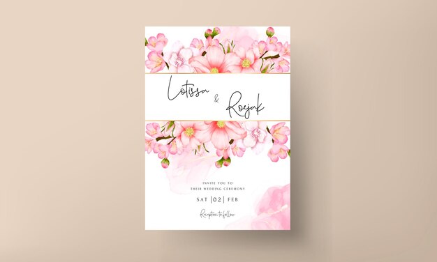 ロマンチックなバレンタインの花の結婚式の招待カードのテンプレート