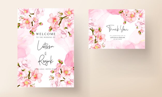 ロマンチックなバレンタインの花の結婚式の招待カードのテンプレート