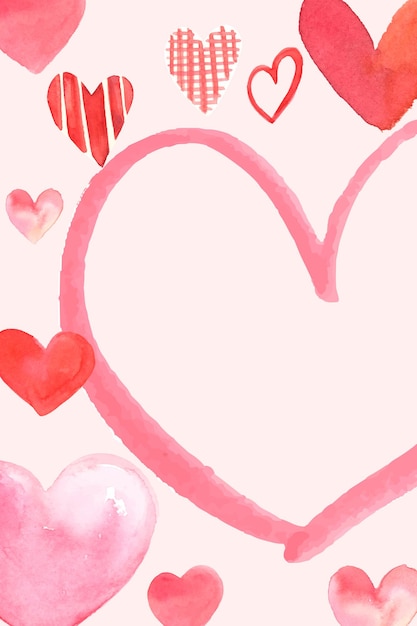 Бесплатное векторное изображение Романтическая рамка на день святого валентина вектор в акварели